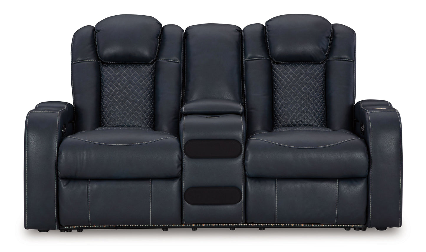 Fyne-dyme - Power Reclining Loveseat With Console/Adj Hdrst