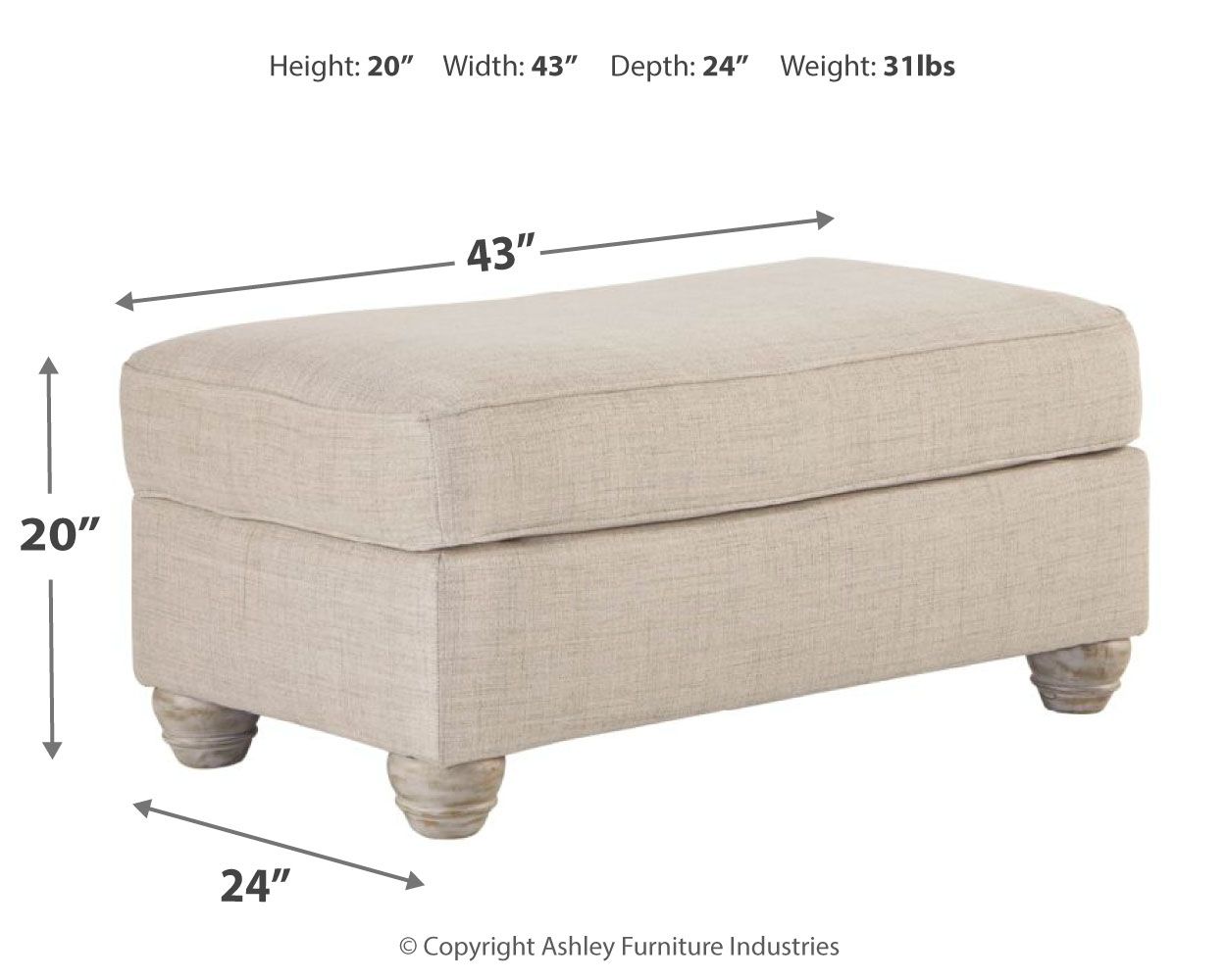 Traemore - Linen - Ottoman