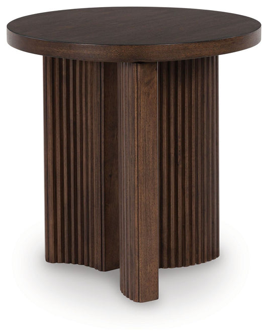 Korestone - Dark Brown - Round End Table