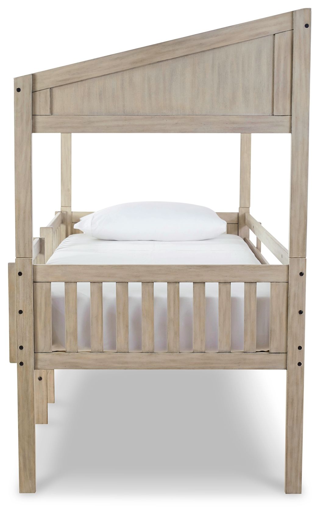 Wrenalyn - White / Brown / Beige - Twin Loft Bed With Roof Panels