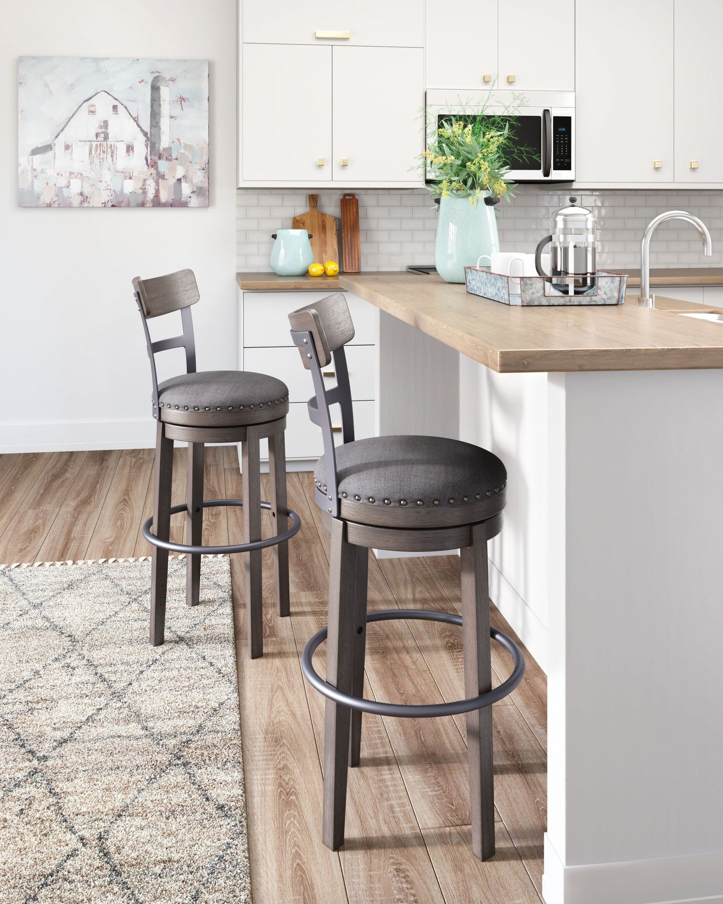 Caitbrook - Gray - Tall UPH Swivel Barstool