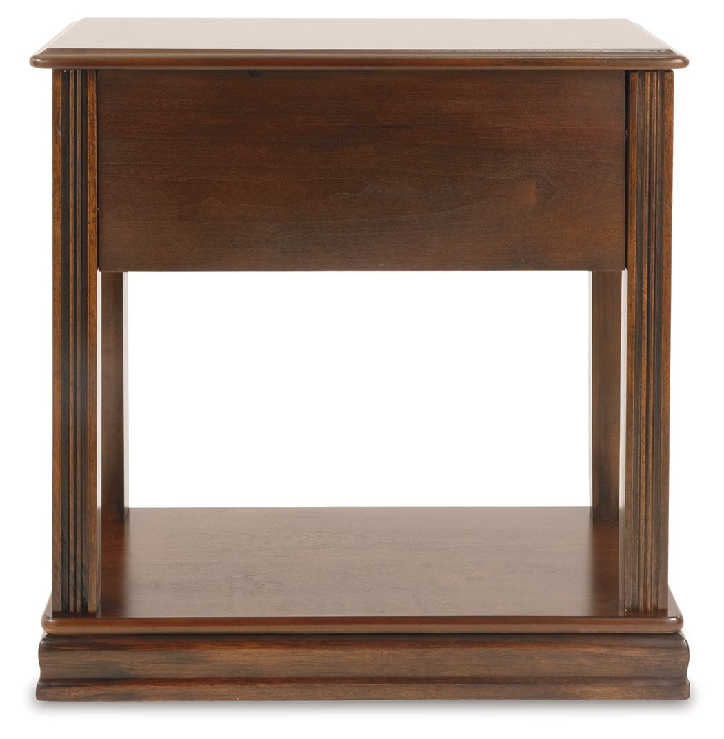 Breegin - Brown - Chair Side End Table - Removable Tray