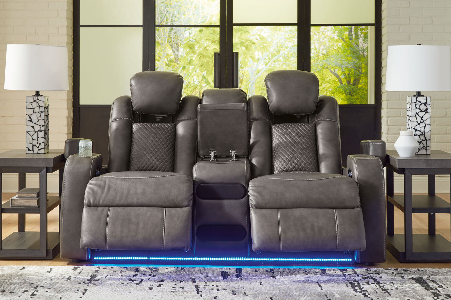 Fyne-dyme - Power Reclining Loveseat With Console/Adj Hdrst