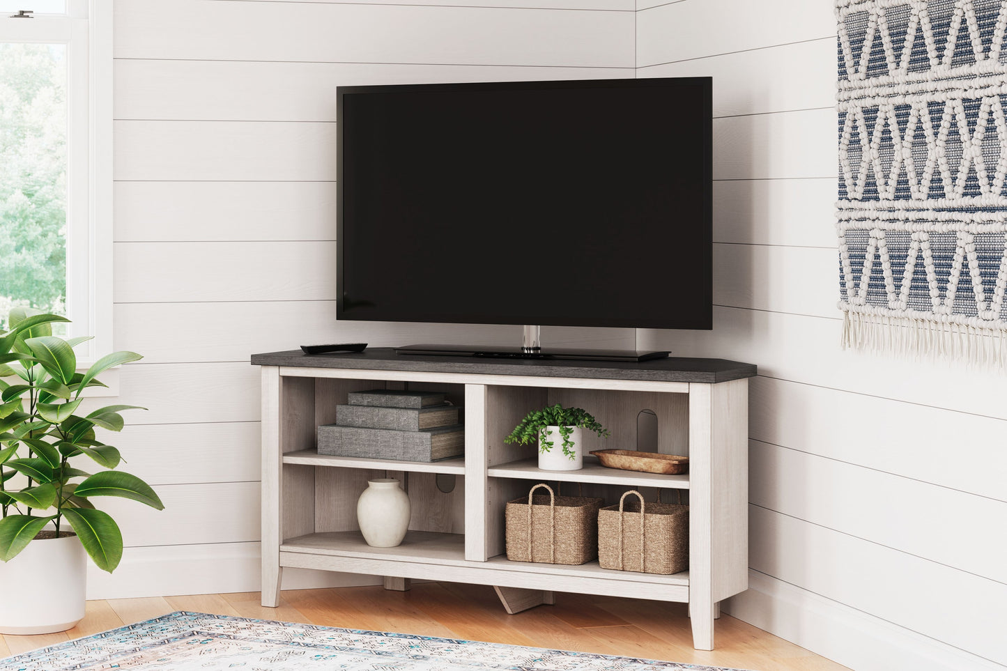 Dorrinson - Two-tone - Small Corner TV Stand