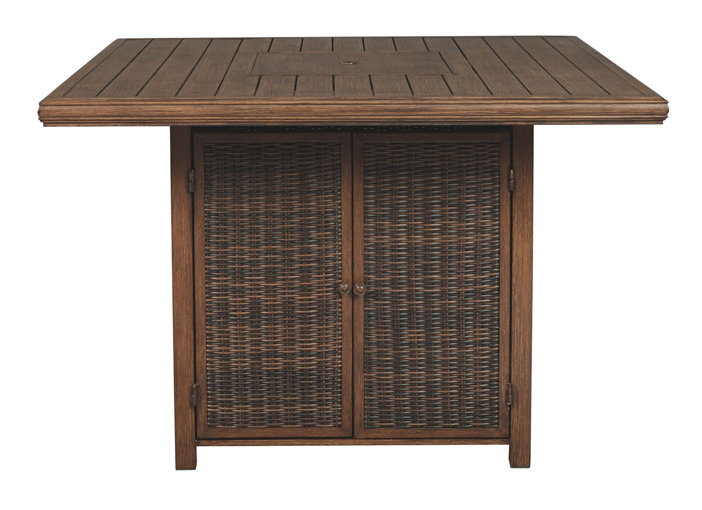 Paradise - Medium Brown - Square Bar Table W/Fire Pit