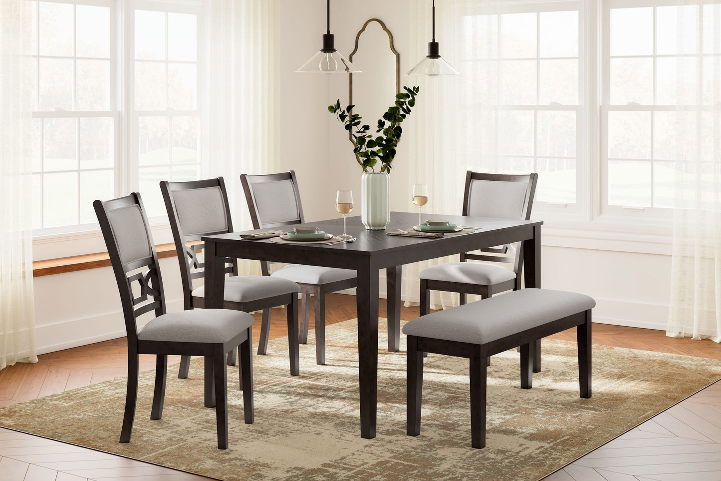 Langwest - Brown - Dining Room Table Set (Set of 6)