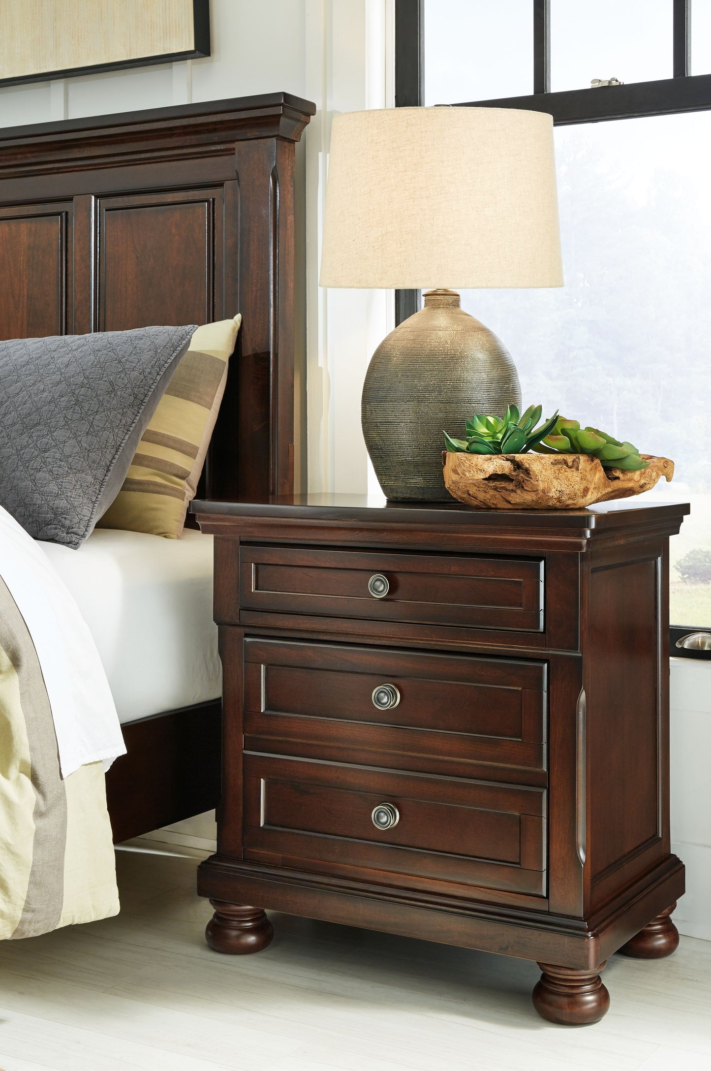 Porter - Dark Brown - Two Drawer Night Stand