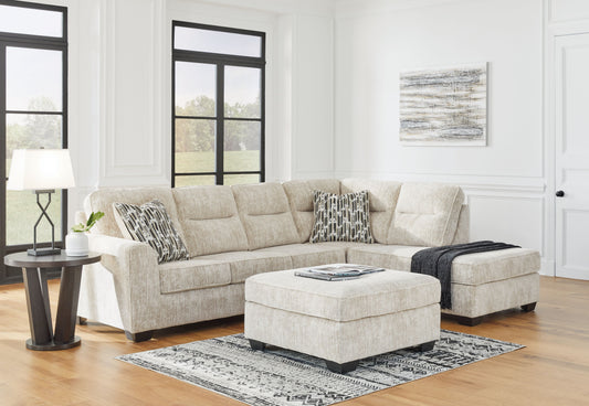 Lonoke - Parchment - 3 Pc. - 2-Piece Sectional With Raf Corner Chaise, Ottoman