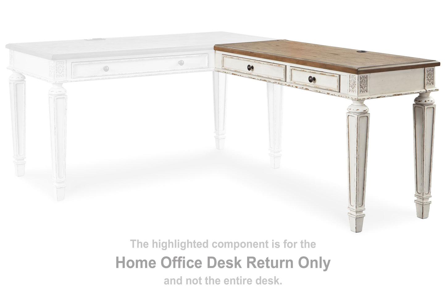 Realyn - White / Brown - Home Office Desk Return